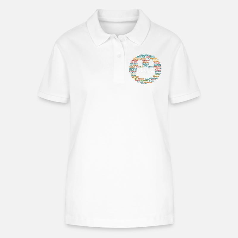 Start with Hello Different World Language Learning - Stanley/Stella Women’s Organic Polo Shirt ELLISER - white