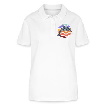 Dolphin in wave pattern - Stanley/Stella Women’s Organic Polo Shirt ELLISER - white - Front - Anna (173cm)