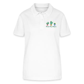 Kaktus Trio - Hanging with my gang - Stanley/Stella Frauen Bio-Poloshirt ELLISER - Weiß - Vorne - Anna (173cm)