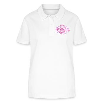 Birthday Girlie with Crown Heart Confetti - Stanley/Stella Women’s Organic Polo Shirt ELLISER - white - Front - Anna (173cm)