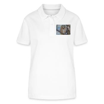 Nächtliche Eulen-Mosaik - Stanley/Stella Frauen Bio-Poloshirt ELLISER - Weiß - Vorne - Anna (173cm)