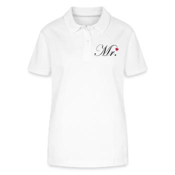 Mr Design Groom Wedding Heart Gift Couple - Stanley/Stella Women’s Organic Polo Shirt ELLISER - white - Front - Anna (173cm)