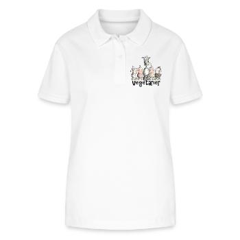 Vegetarier Wolf - Stanley/Stella Frauen Bio-Poloshirt ELLISER - Weiß - Vorne - Anna (173cm)