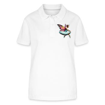 Ballerina mit Schmetterlingsflügeln, Schmetterlingen, Tutu - Stanley/Stella Frauen Bio-Poloshirt ELLISER - Weiß - Vorne - Anna (173cm)