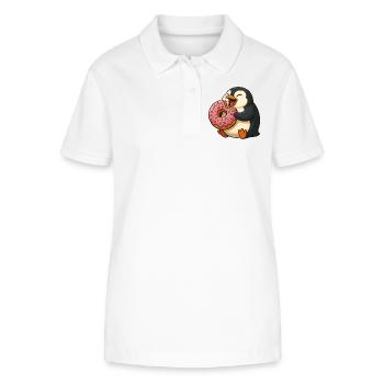 Süßer Pinguin Donut Liebhaber Cartoon Mampfen - Stanley/Stella Frauen Bio-Poloshirt ELLISER - Weiß - Vorne - Anna (173cm)