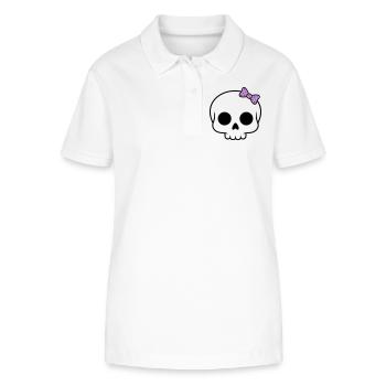 Cute skull with bow | Girly Goth - Stanley/Stella Women’s Organic Polo Shirt ELLISER - white - Front - Anna (173cm)
