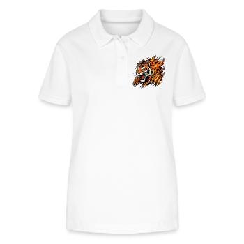 Flammentiger: Brennende Jagd - Stanley/Stella Frauen Bio-Poloshirt ELLISER - Weiß - Vorne - Anna (173cm)