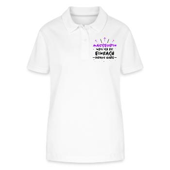 Masseurin Spruch Beruf Lustiges Masseurin Geschenk - Stanley/Stella Frauen Bio-Poloshirt ELLISER - Weiß - Vorne - Anna (173cm)