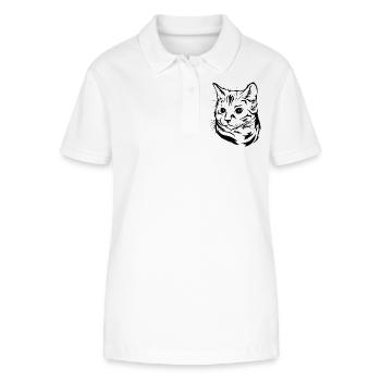 Katzenliebhaber - Elegantes Katzenporträt - Stanley/Stella Frauen Bio-Poloshirt ELLISER - Weiß - Vorne - Anna (173cm)