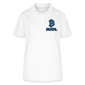 Bitcoin HODL Logo, Lettrage Crypto - Polo bio ELLISER Stanley/Stella Femme - blanc - Devant - Anna (173cm)