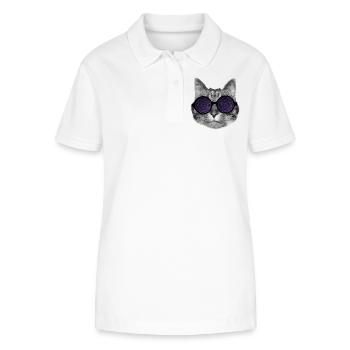 Cat and hypnotic glasses - Stanley/Stella Women’s Organic Polo Shirt ELLISER - white - Front - Anna (173cm)