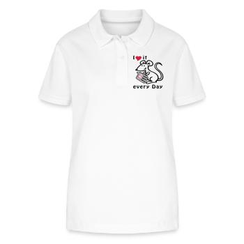 Handy, Maus, Chatten - Stanley/Stella Frauen Bio-Poloshirt ELLISER - Weiß - Vorne - Anna (173cm)