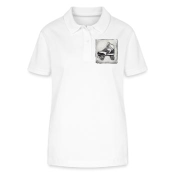 Retro Rollschuh - handgeschnitzte Druckvorlage - Stanley/Stella Frauen Bio-Poloshirt ELLISER - Weiß - Vorne - Anna (173cm)