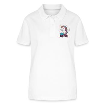 Licorne drôle de patin à roulettes - Polo bio ELLISER Stanley/Stella Femme - blanc - Devant - Anna (173cm)