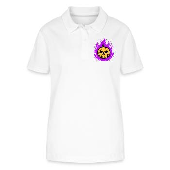 Orange pumpkin with purple flames - Stanley/Stella Women’s Organic Polo Shirt ELLISER - white - Front - Anna (173cm)