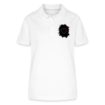 Neon Pink Herz-Umriss auf Schwarz - Stanley/Stella Frauen Bio-Poloshirt ELLISER - Weiß - Vorne - Anna (173cm)