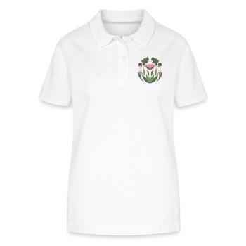 Fleur de forêt - Polo bio ELLISER Stanley/Stella Femme - blanc - Devant - Anna (173cm)