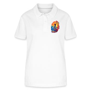 Surfeur avec motif rayon de soleil - Polo bio ELLISER Stanley/Stella Femme - blanc - Devant - Anna (173cm)