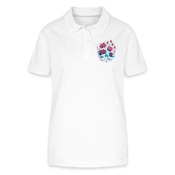 neon roses vintage bouquet of roses - Stanley/Stella Women’s Organic Polo Shirt ELLISER - white - Front - Anna (173cm)