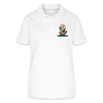 Poulet exotique avec lettre Z - Polo bio ELLISER Stanley/Stella Femme - blanc - Devant - Anna (173cm)