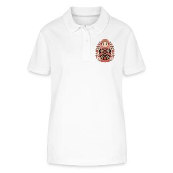Matryoshka Blumenkunst Floraler Folklook - Stanley/Stella Frauen Bio-Poloshirt ELLISER - Weiß - Vorne - Anna (173cm)