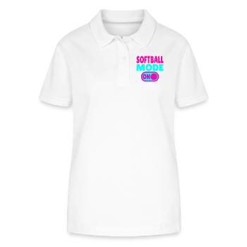 Softball Mode ON  - Stanley/Stella Frauen Bio-Poloshirt ELLISER - Weiß - Vorne - Anna (173cm)