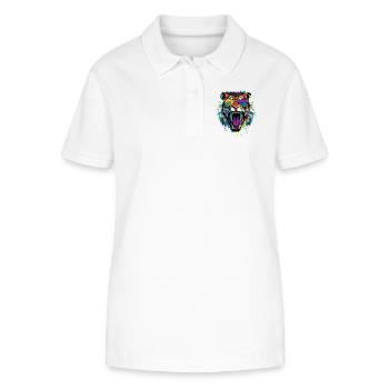 Säbelzahntiger Smilodon Raubkatze Säbelzahn Tiger - Stanley/Stella Frauen Bio-Poloshirt ELLISER - Weiß - Vorne - Anna (173cm)
