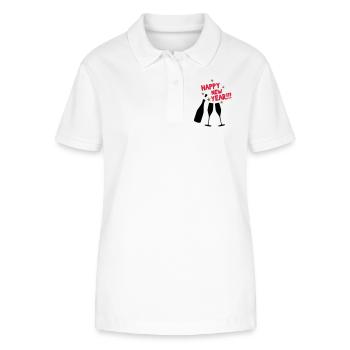 Happy new year - Bonne année - Polo bio ELLISER Stanley/Stella Femme - blanc - Devant - Anna (173cm)