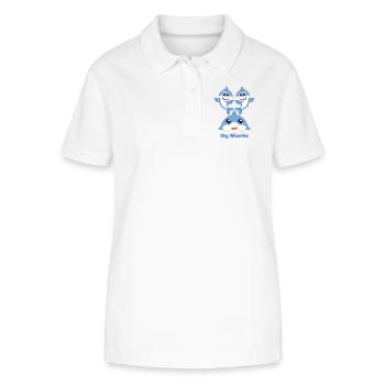 Entzückendes Hai-Freunde-Cartoon-Design - Stanley/Stella Frauen Bio-Poloshirt ELLISER - Weiß - Vorne - Anna (173cm)