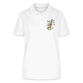 Conception du saxophone - Polo bio ELLISER Stanley/Stella Femme - blanc - Devant - Anna (173cm)