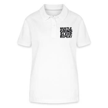 HUSTLE GRIND SLEEP REAPEAT - Stanley/Stella Frauen Bio-Poloshirt ELLISER - Weiß - Vorne - Anna (173cm)