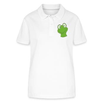 Grüner Cartoonfrosch mit Lächeln - Stanley/Stella Frauen Bio-Poloshirt ELLISER - Weiß - Vorne - Anna (173cm)