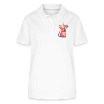 Bunte Katzenblume im Aquarellstil - Stanley/Stella Frauen Bio-Poloshirt ELLISER - Weiß - Vorne - Anna (173cm)