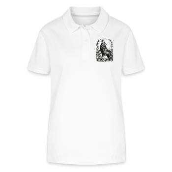 Howling Wolf in Floral Circular Frame - Stanley/Stella Women’s Organic Polo Shirt ELLISER - white - Front - Anna (173cm)