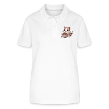 Kawaii Cat Eating Ramen - Stanley/Stella Women’s Organic Polo Shirt ELLISER - white - Front - Anna (173cm)