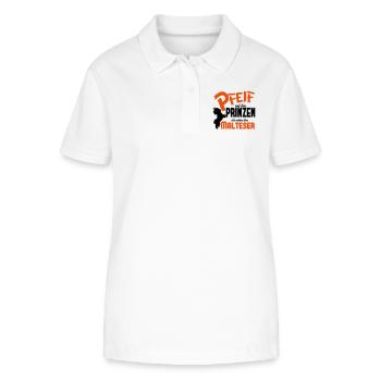 Hundeshirt: Ich nehm den Malteser - Stanley/Stella Frauen Bio-Poloshirt ELLISER - Weiß - Vorne - Anna (173cm)