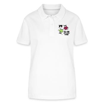 75. Geburtstag - Eulen "na und" - Stanley/Stella Frauen Bio-Poloshirt ELLISER - Weiß - Vorne - Anna (173cm)
