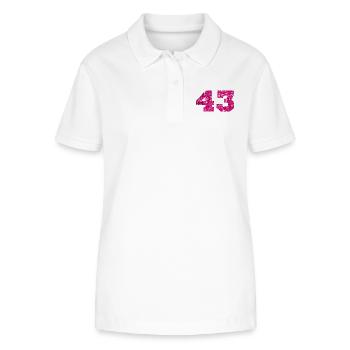 Number 43 Pink Glitter - 43rd Anniversary - Stanley/Stella Women’s Organic Polo Shirt ELLISER - white - Front - Anna (173cm)