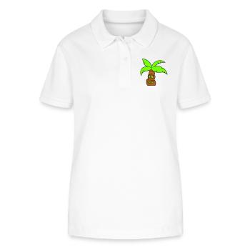 Funny Palm Tree Face Island Vacation Happy Comic - Stanley/Stella Women’s Organic Polo Shirt ELLISER - white - Front - Anna (173cm)
