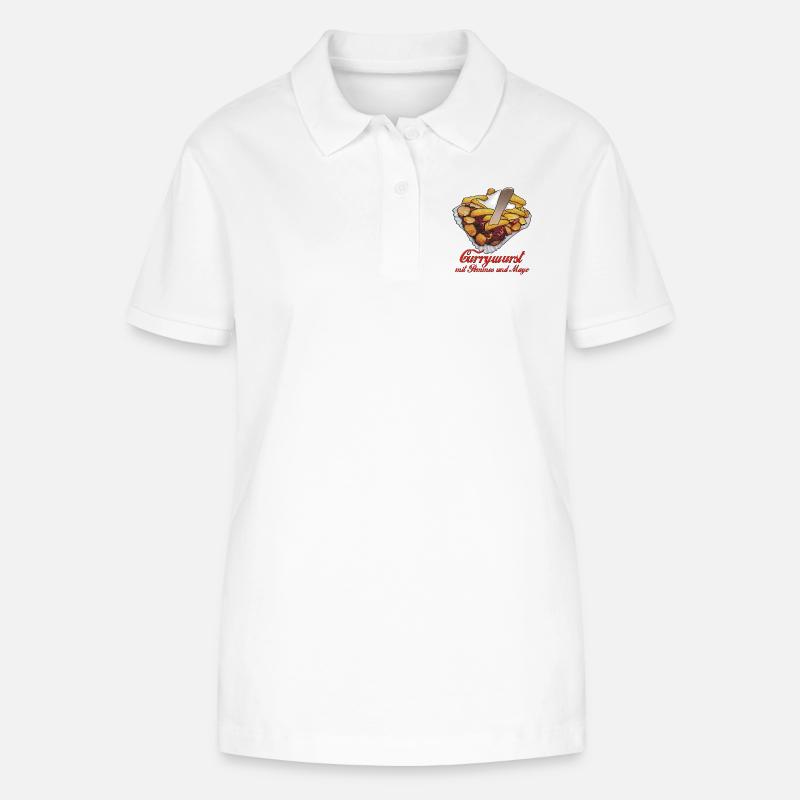 Currywurst with chips, mayo and text - Stanley/Stella Women’s Organic Polo Shirt ELLISER - white