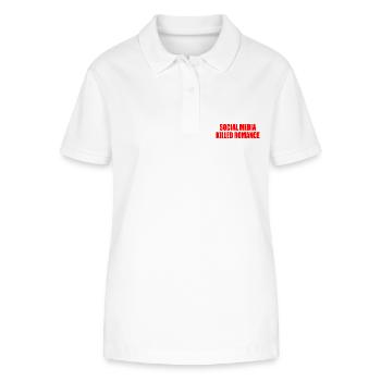 social media killed romance - Stanley/Stella Women’s Organic Polo Shirt ELLISER - white - Front - Anna (173cm)