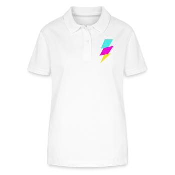 Rayon abstrait aux couleurs néon - Polo bio ELLISER Stanley/Stella Femme - blanc - Devant - Anna (173cm)