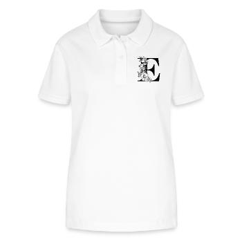 Schwarz-weißer Blumenbuchstabe e - Stanley/Stella Frauen Bio-Poloshirt ELLISER - Weiß - Vorne - Anna (173cm)