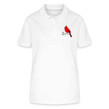 Knalliger Kardinal auf Zweig - Stanley/Stella Frauen Bio-Poloshirt ELLISER - Weiß - Vorne - Anna (173cm)