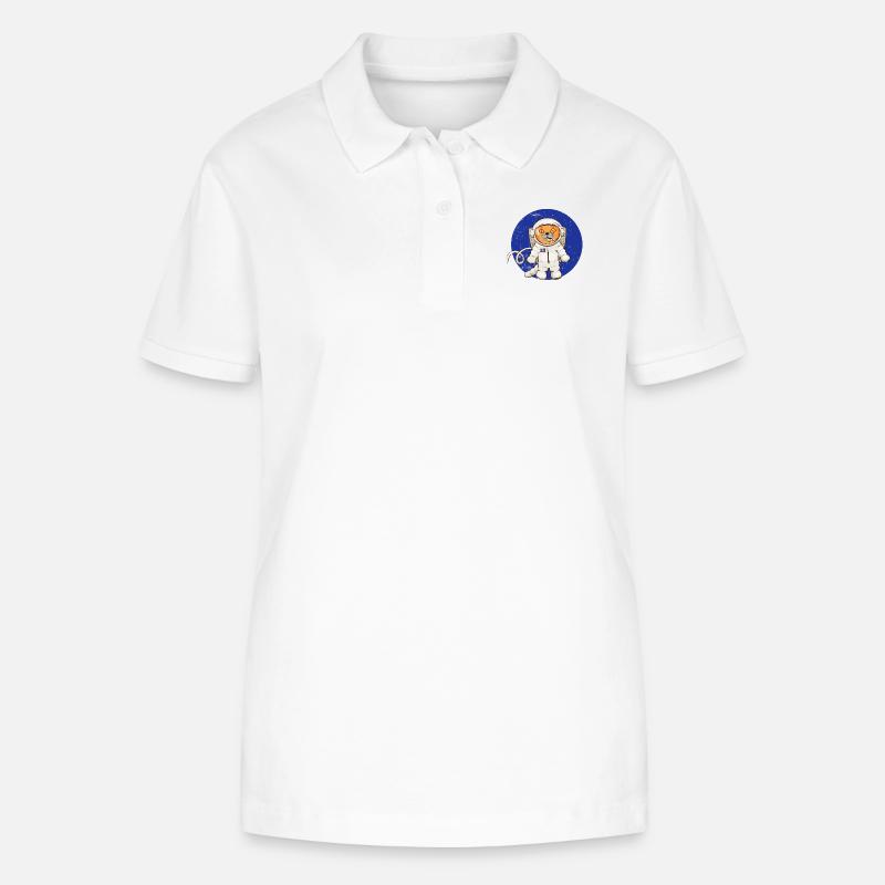 Drôle de chat de l’espace - Polo bio ELLISER Stanley/Stella Femme - blanc