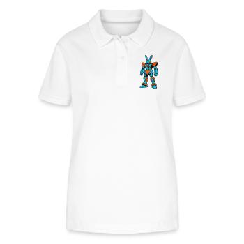 Robo Rabbit orange-blau - Stanley/Stella Frauen Bio-Poloshirt ELLISER - Weiß - Vorne - Anna (173cm)