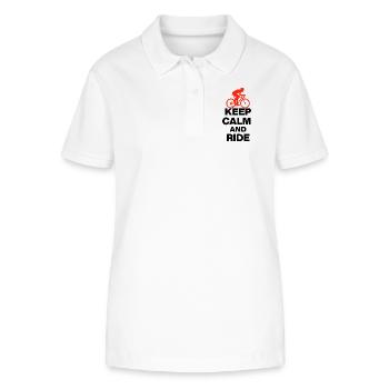 KEEP CALM AND RIDE! REENNRAD & PETON GIFT blak - Stanley/Stella Women’s Organic Polo Shirt ELLISER - white - Front - Anna (173cm)