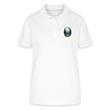Verpixelte Hütte im Wald - Stanley/Stella Frauen Bio-Poloshirt ELLISER - Weiß - Vorne - Anna (173cm)