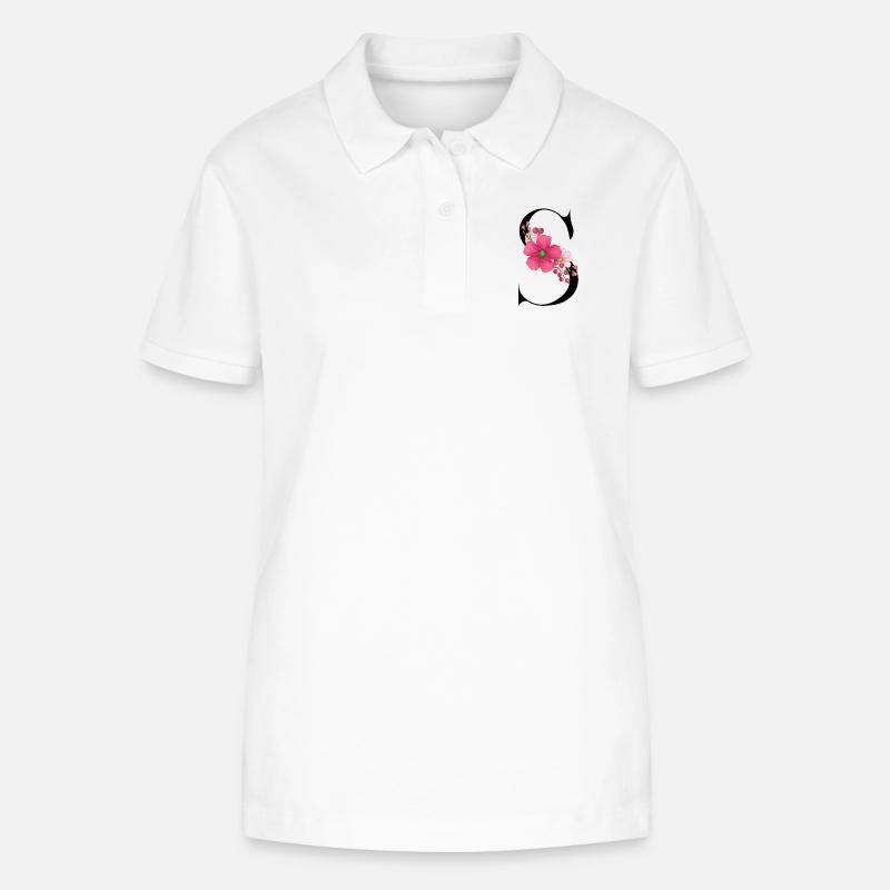 Eleganter Buchstabe 'S' mit Blumen - Stanley/Stella Frauen Bio-Poloshirt ELLISER - Weiß