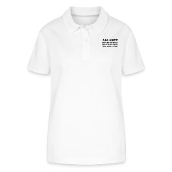 Als Gott mich schuf grinste er und dachte... - Stanley/Stella Frauen Bio-Poloshirt ELLISER - Weiß - Vorne - Anna (173cm)